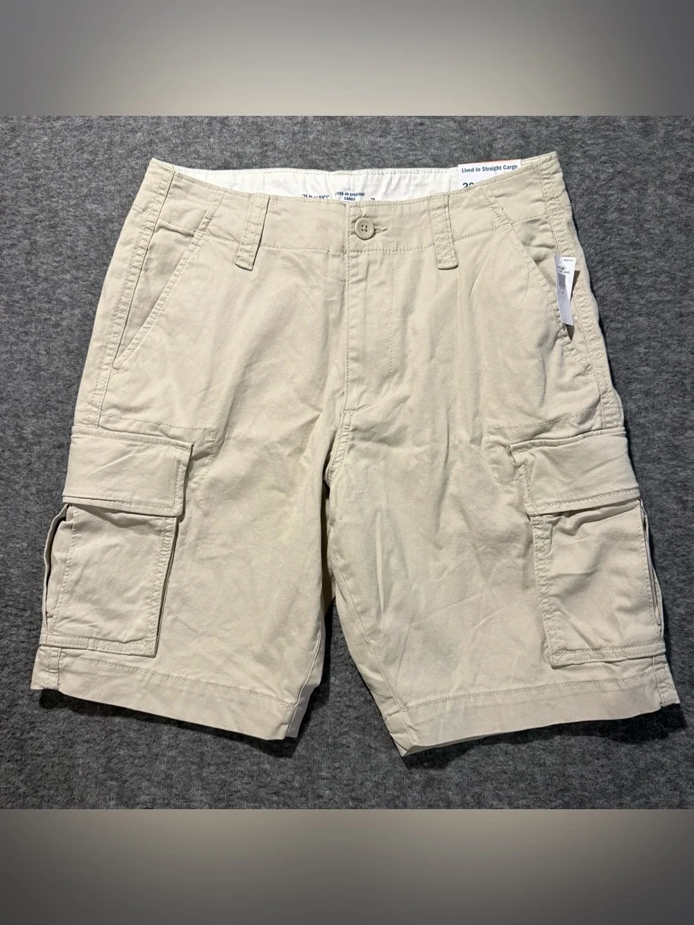Old Navy Lived In Straight Cargo Shorts Mens 29 tan beige baggy 10